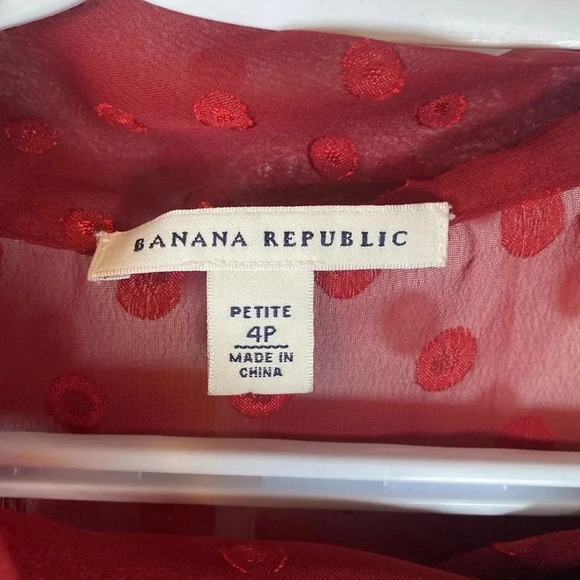 💚 Banana Republic Red Sleeveless Tie Front Blouse - 4P - Picture 2 of 4